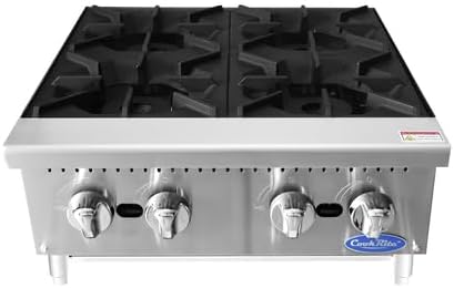 Atosa Commercial Countertop Hotplate, 4-Burner, Cast Iron Grates, Propane Gas, 24' (ACHP-4-LP)