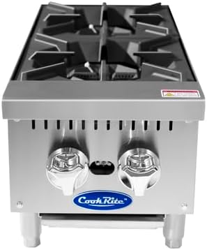 Atosa Commercial Countertop Hotplate, 2-Burner, Cast Iron Grates, Propane Gas, 12' (ACHP-2-LP)