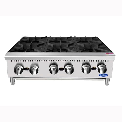 Atosa Commercial Countertop Hotplate, 6-Burner, Cast Iron Grates, Natural Gas, 36' (ACHP-6-NG)
