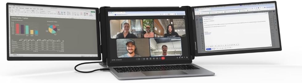 Xebec Tri-Screen 3 for Mac | Laptop Screen Extender with DisplayLink Adapter Included | Two 13.3 Inch Displays | Single Cable Connection | Portable Laptop Monitor for MacBook | Travel Case Included