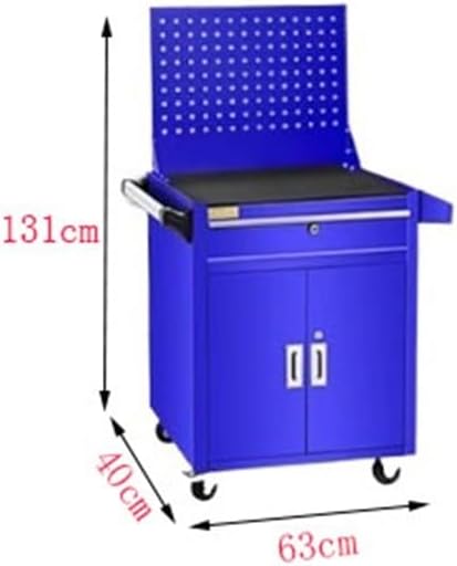 Tool Box Multi Functional Auto Repair Handcart, Mobile Thickened Drawer Type Tool Cabinet, Workshop Toolbox with Backboard Tool Storage(Blue)