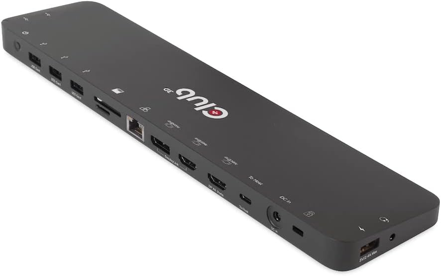 Club 3D CSV-1566 USB Gen1 Type-C Triple Display DP Alt Mode Displaylink Dynamic PD Charging Dock with 120 Watt PS