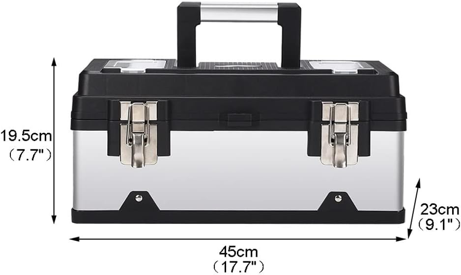 Portable Tool Box Stainless Steel Tool Box Multifunctional Home Portable Hardware Repair Kit Steel Lock Storage Box 17/20 Inch Small Parts Box (Size : 20 inches)