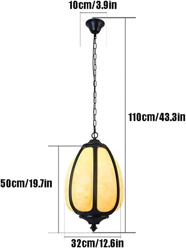 Outdoor Pendant Lights Waterproof Hanging Lights Fixture Corridor Courtyard Decoration Ceiling Lamp Aisle Villa Garden Pavilion Pendant Lantern Elliptical Shape Hanging Lamp