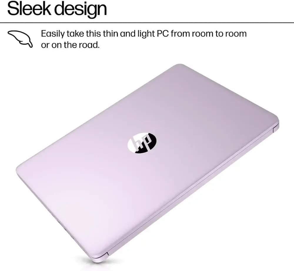 HP Ultra Thin 14' Laptop with Copilot, Intel Quad-Core N150, 8GB RAM, 384GB(128GB eMMC+256GB SD Card) • HUB • Mouse, Windows 11 Pro, 1-Year Office 365, Lightweight Purple Notebook for Work & School