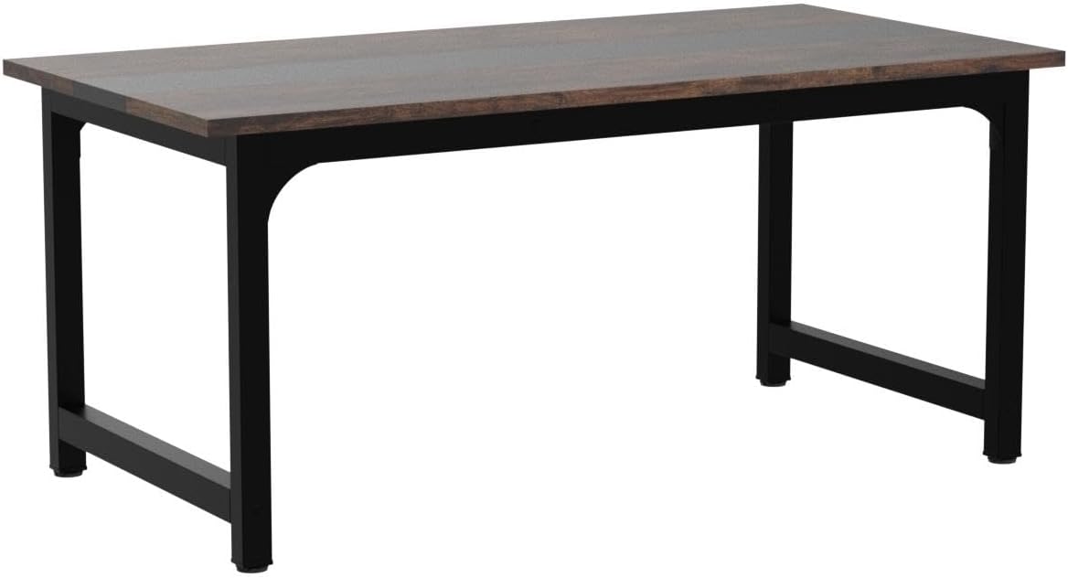 Tribesigns 63' Executive Desk, Large Office Computer Desk with Thicken Frame, Modern Simple Workstation Business Furniture for Home Office, Vintage Brown/Black
