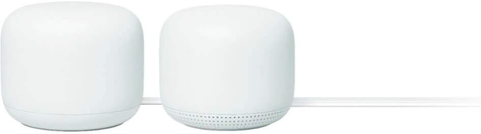 Nest WiFi Router with 1 Point - Mesh for Wireless Internet Wi-Fi Extender Smart Speaker Works and Google Home Systems Snow