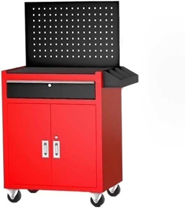 Tool Box Multi Functional Auto Repair Handcart, Mobile Thickened Drawer Type Tool Cabinet, Workshop Toolbox with Backboard Tool Storage(Red)