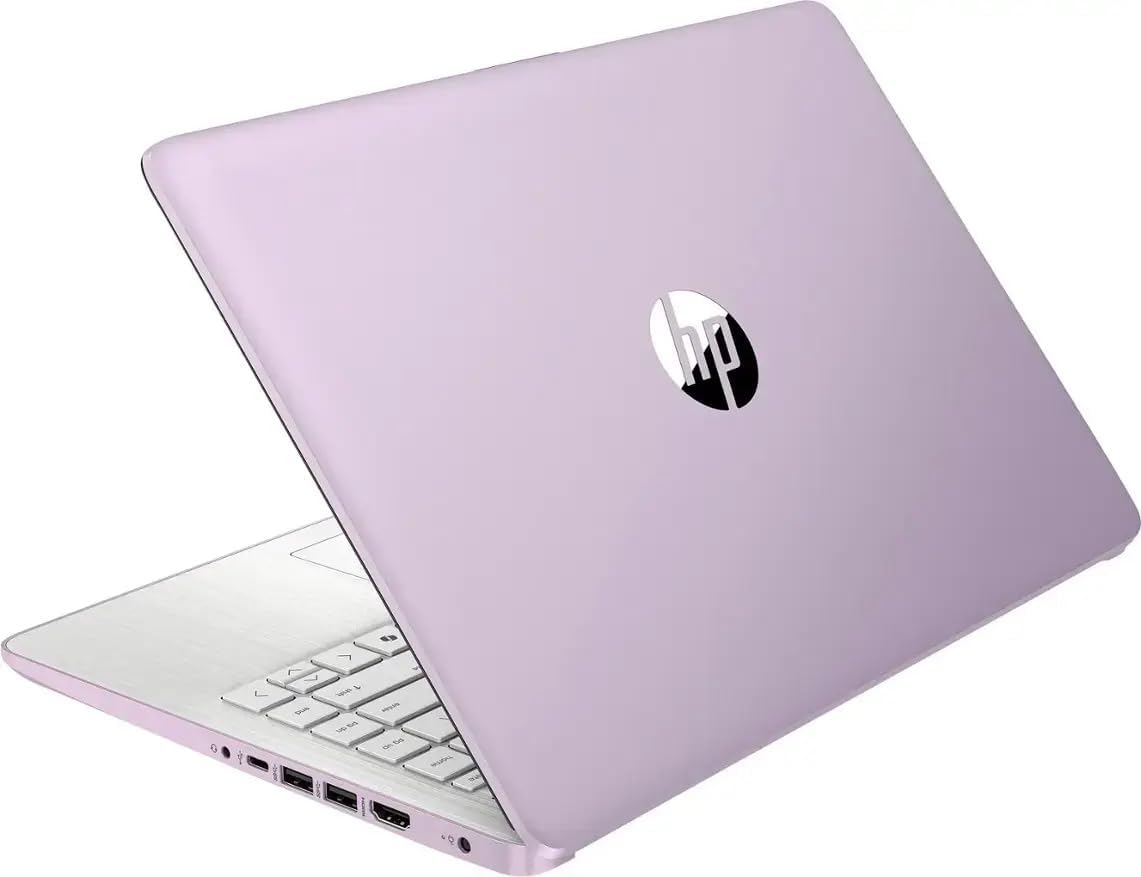 HP Ultra Thin 14' Laptop with Copilot, Intel Quad-Core N150, 8GB RAM, 384GB(128GB eMMC+256GB SD Card) • HUB • Mouse, Windows 11 Pro, 1-Year Office 365, Lightweight Purple Notebook for Work & School