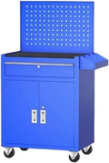 Tool Box Multi Functional Auto Repair Handcart, Mobile Thickened Drawer Type Tool Cabinet, Workshop Toolbox with Backboard Tool Storage(Blue)