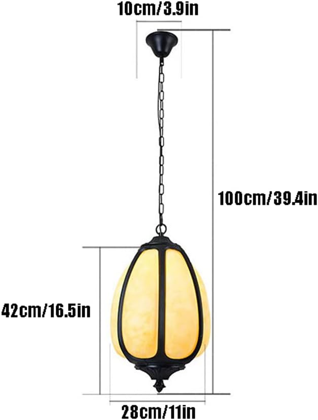 Outdoor Pendant Lights Waterproof Hanging Lights Fixture Corridor Courtyard Decoration Ceiling Lamp Aisle Villa Garden Pavilion Pendant Lantern Elliptical Shape Hanging Lamp