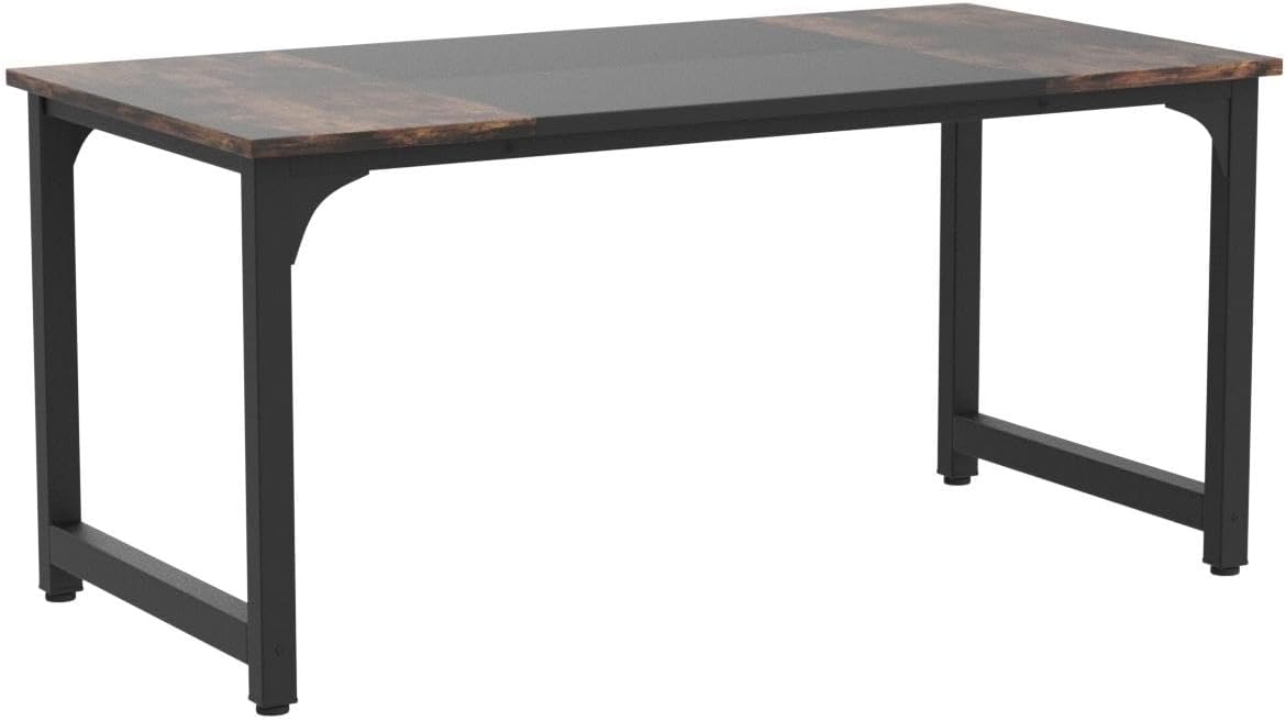 Tribesigns 63' Executive Desk, Large Office Computer Desk with Thicken Frame, Modern Simple Workstation Business Furniture for Home Office, Rustic Brown/Black