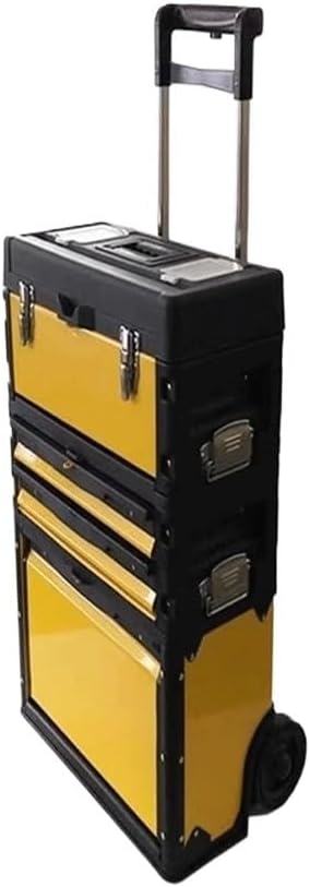 Storage Home Hardware Toolbox Pull Rod Style Outdoor Toolbox Three-Layer Combination Storage Box with Wheel Drawers Tool Cart for Garage