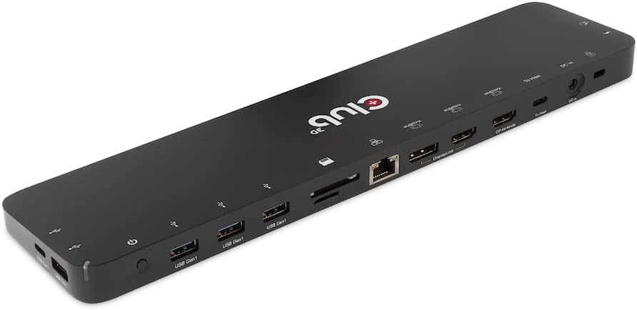 Club 3D CSV-1566 USB Gen1 Type-C Triple Display DP Alt Mode Displaylink Dynamic PD Charging Dock with 120 Watt PS
