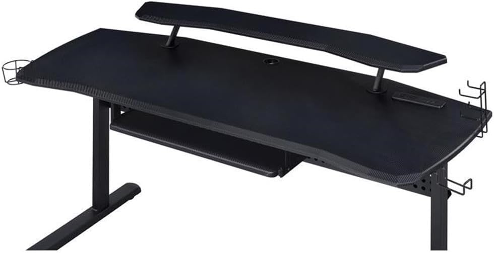 Acme Vildre Metal Frame Gaming Table with USB Port and LED Light in Black