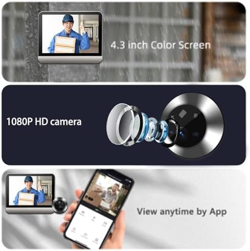 Yunseity 1080P Video Door Viewer, 120° Peephole Camera with 4.3 Inch Color Monitor, Two Way Talk, Night Vision, PIR Motion Detection, Camera Camera System