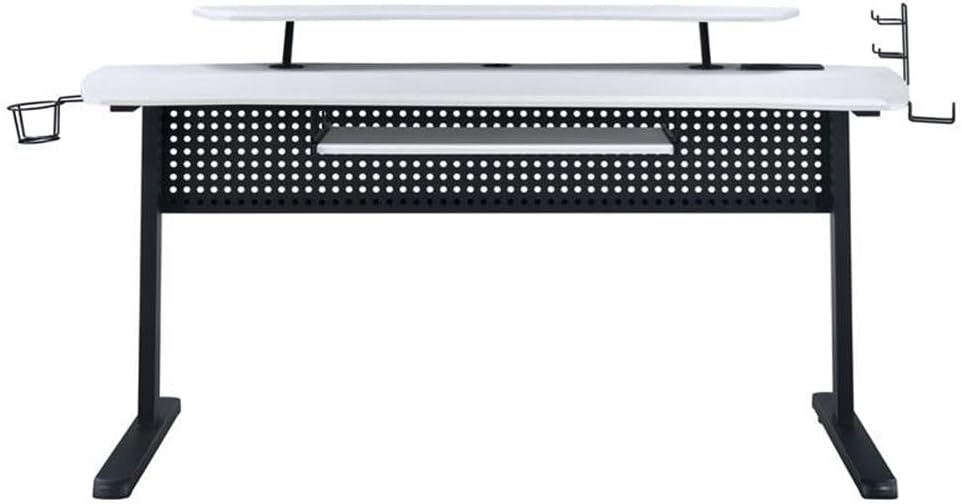 Acme Vildre Wooden Top Gaming Table with USB Port in Black and White