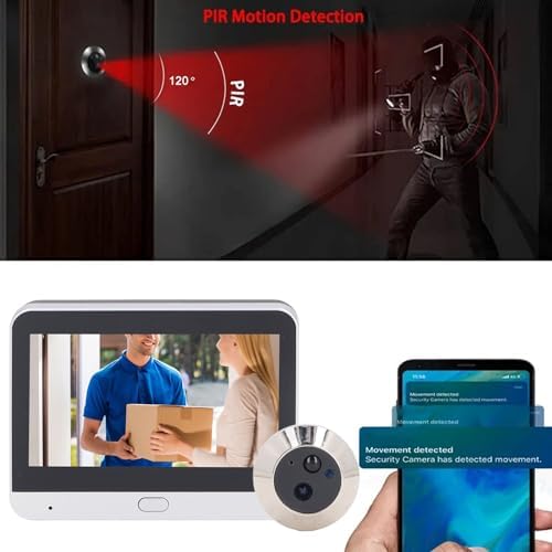 Yunseity 1080P Video Door Viewer, 120° Peephole Camera with 4.3 Inch Color Monitor, Two Way Talk, Night Vision, PIR Motion Detection, Camera Camera System