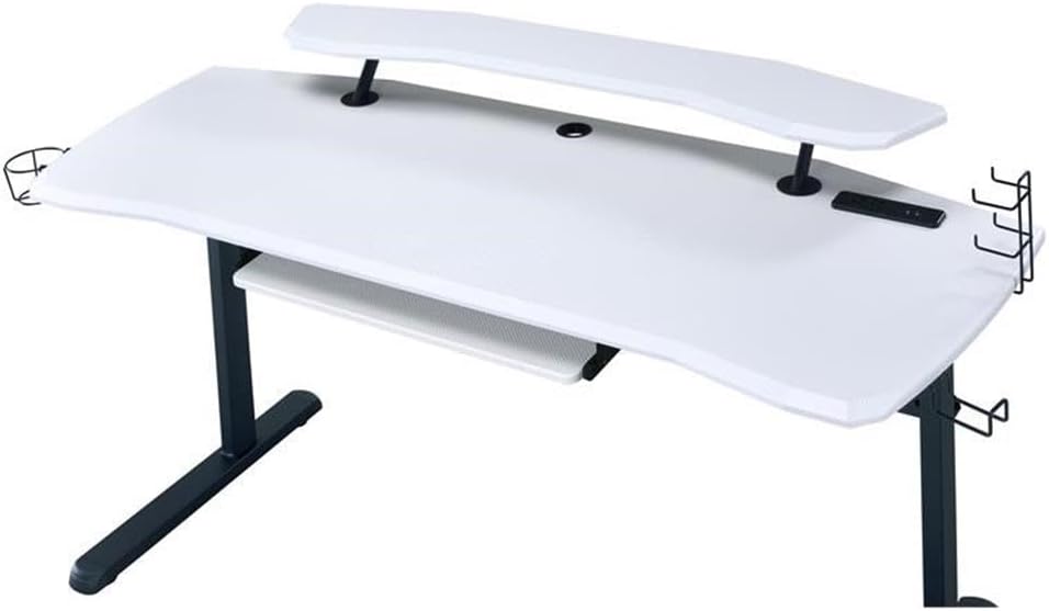 Acme Vildre Wooden Top Gaming Table with USB Port in Black and White