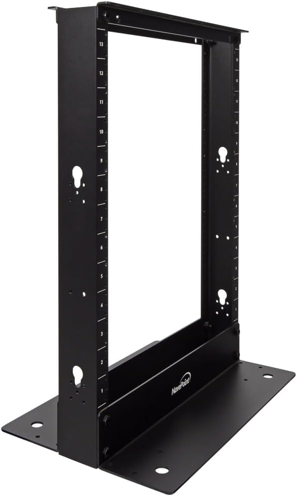 NavePoint 13U 2 Post Open Frame Server Rack for 19 Inch Equipment, AV, Networking, Data & IT Devices, 2-Post Rack 13U 661lbs Weight Capacity, Black