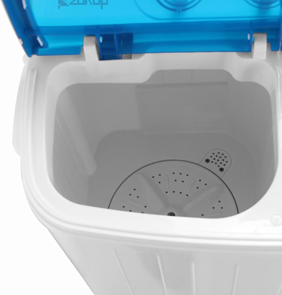 2IN1 Mini Portable Compact Washing Machine 13lbs Capacity Twin Tub Washer Spinner Cycle Combo, Timer Control, Drain and Inlet Water Hose for Apartment, Camping, Dorms and RV