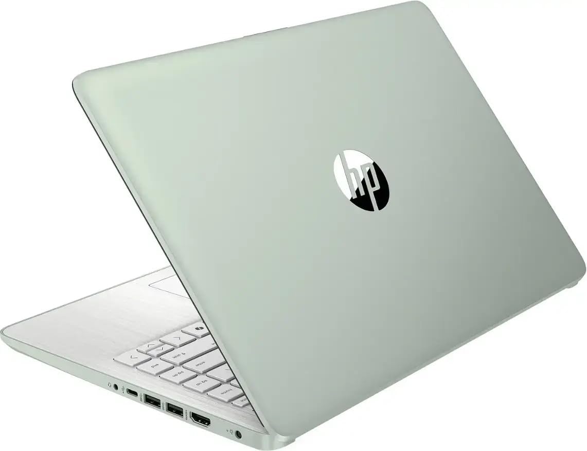 HP Ultra Thin 14' Laptop with Copilot, Intel N150, 8GB RAM, 384GB(128GB eMMC+256GB SD Card) • HUB • Mouse, Windows 11 Pro, 1-Year Office 365, Lightweight Green Notebook for Work & School