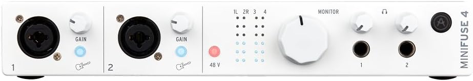 Arturia - MiniFuse 4 - Compact USB Audio & MIDI Interface with Creative Software for Recording, Production, Podcasting, Guitar - White