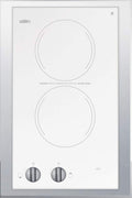 Summit 15' 2 Burner Electric Cooktop. 230 Volt Radiant Cooktop, ADA Compliant, White- CR2220WHTK15