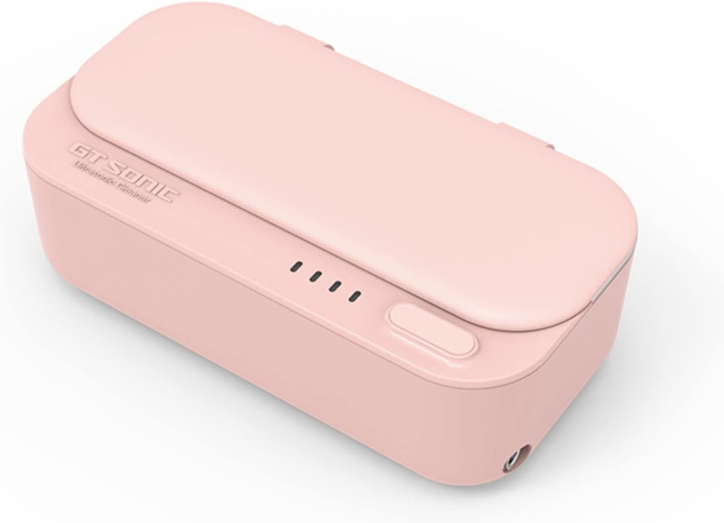 TXTC Small Ultrasonic Cleaner Solution Rechargeable Jewelry Cleaner,Ultrasonic Washing Machine for Jewellery, Watch, Glasses Cleaning,with Jewelry Basket-430ml (Color : Pink)