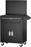 Tool Box Multi Functional Auto Repair Handcart, Mobile Thickened Drawer Type Tool Cabinet, Workshop Toolbox with Backboard Tool Storage(Black)