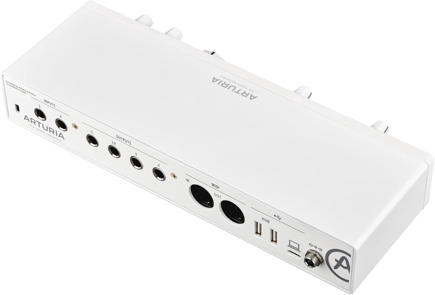 Arturia - MiniFuse 4 - Compact USB Audio & MIDI Interface with Creative Software for Recording, Production, Podcasting, Guitar - White