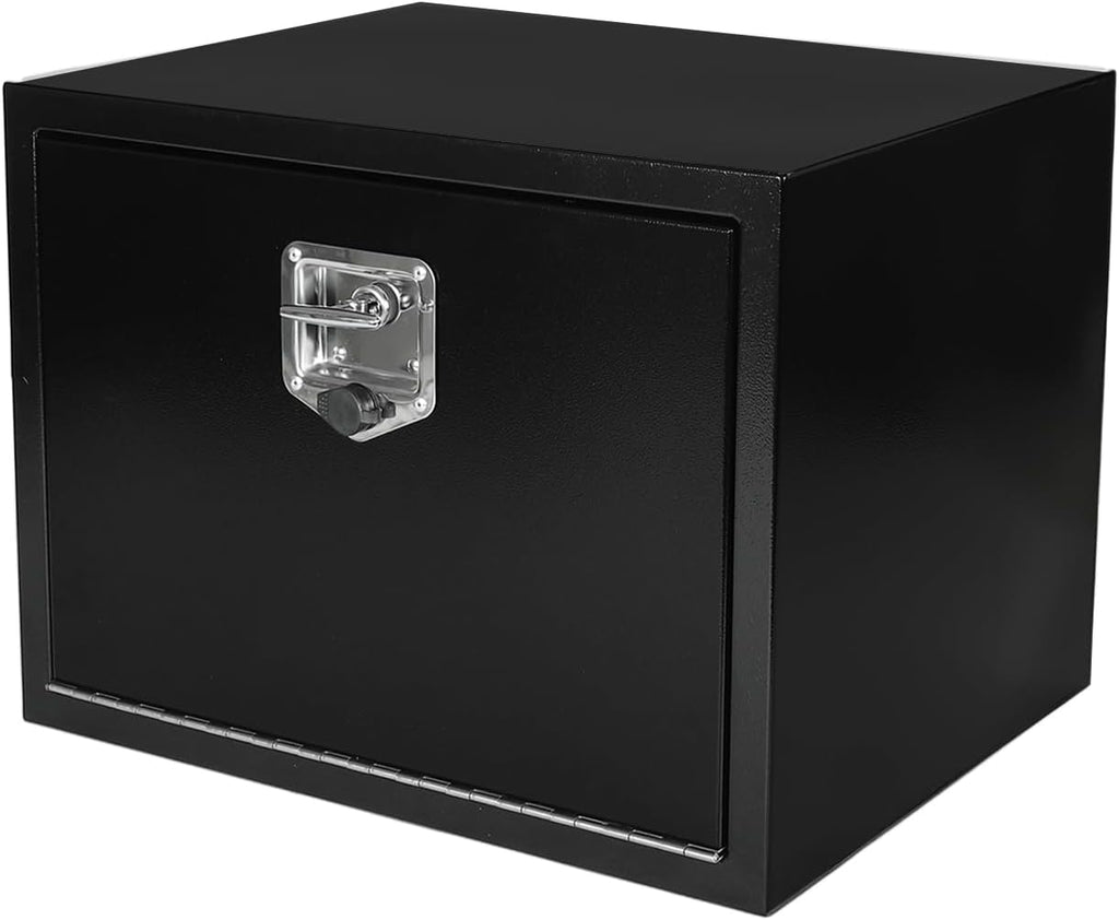 24 Inch Steel Underbody Truck Box w/T-Handle Latch, Contractor Toolbox For Organization And Storage, Job Tool Chest, 24'x 18'x 18' inch Black