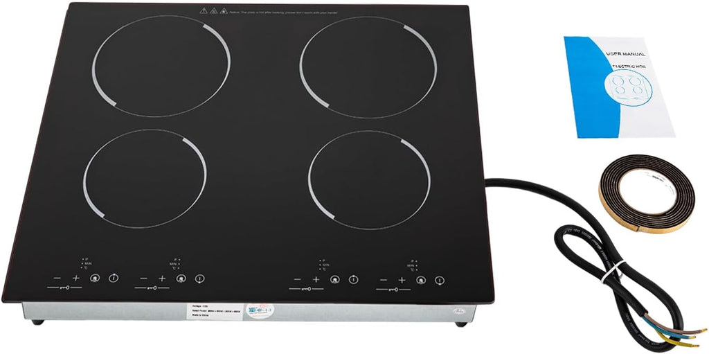 Electric Ceramic Cooktop 110V Built-in Electric Stove Top Induction Radiant Cooktop Sensor Touch Control 2/3/4 Burners 9 Power Levels, 120 Min Timer for Home All Cookware (4 Burners)