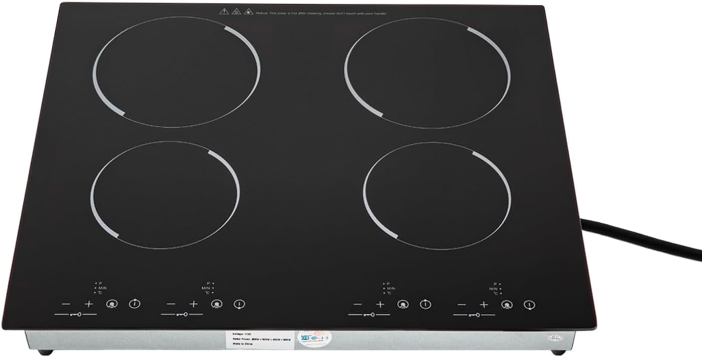 Electric Ceramic Cooktop 110V Built-in Electric Stove Top Induction Radiant Cooktop Sensor Touch Control 2/3/4 Burners 9 Power Levels, 120 Min Timer for Home All Cookware (4 Burners)