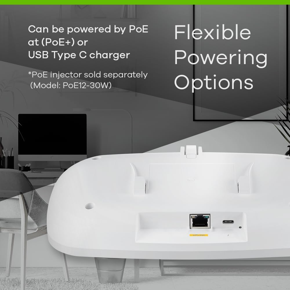 Zyxel WiFi 7 BE6500 Wireless Dual-Radio Access Point | PoE+ or USB Type C Powered (not Included) | Cloud, App or Direct Management | TAA Compliant [NWA110BE]