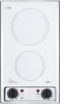 Summit 12' 2 Burner Electric Cooktop. 115 Volt, Radiant, ADA Compliant, White - CR2B120WH