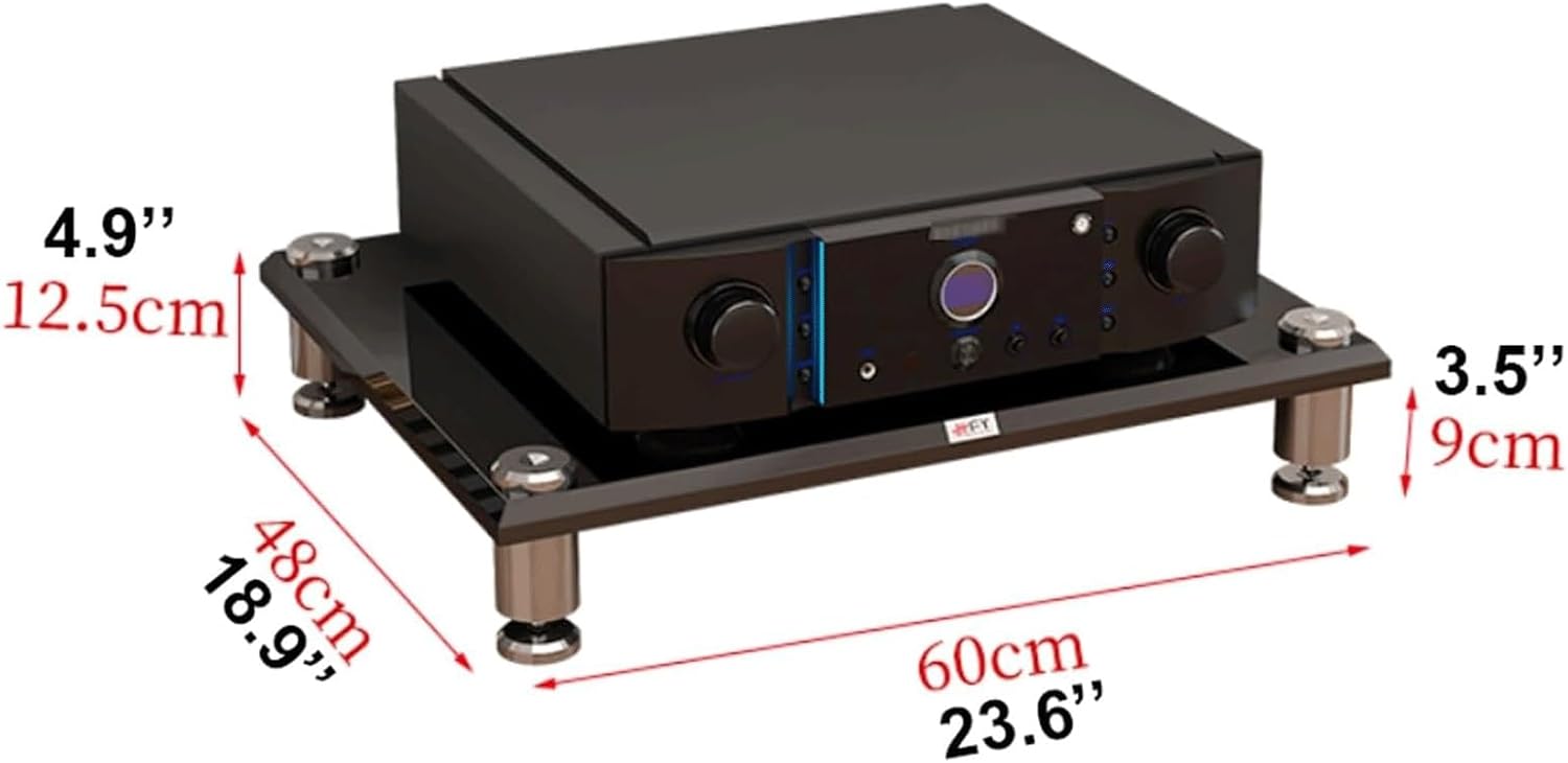 Audio Rack 1/2/3/4 Tier Stereo Rack Audio Equipment Rack Audio Open Rack Cabinet Wooden HiFi Rack AV Stand Audio-Video Shelving(Nero,1 Tier)