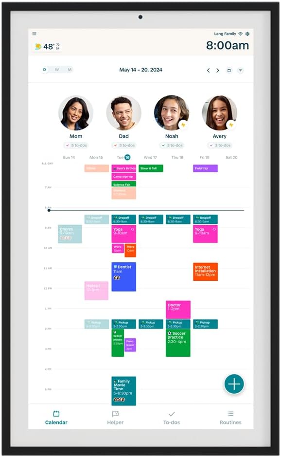 Hearth Display 27' Digital Calendar for Families, Interactive Touchscreen, Custom Wall Mount, Matte Black Frame