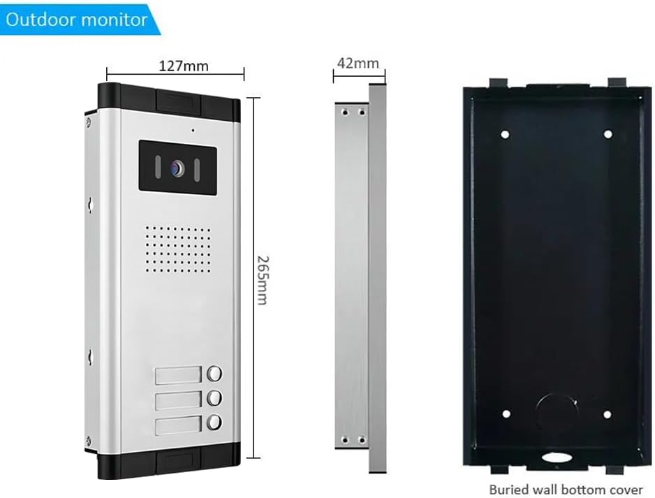 Wired Video Apartment Intercom System,2/3/4/5/6/8/10/12 Units Family 7 inch Monitor Video Door Phone Kit,Indoor Outdoor Video Doorbell,2 Way Audio for Home (1 Doorbell + 3 Monitor)