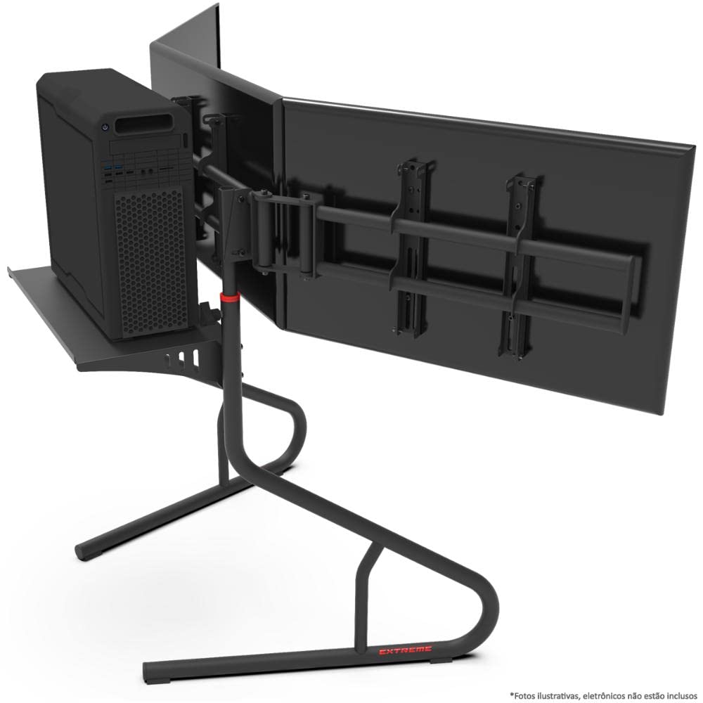 Extreme Sim Racing Triple Screen Tv Stand Add-on Upgrade With Back Tray - Fits almost all Sim Racing Rigs in the Market - Suitable for TV sizes up to 3 x 37'