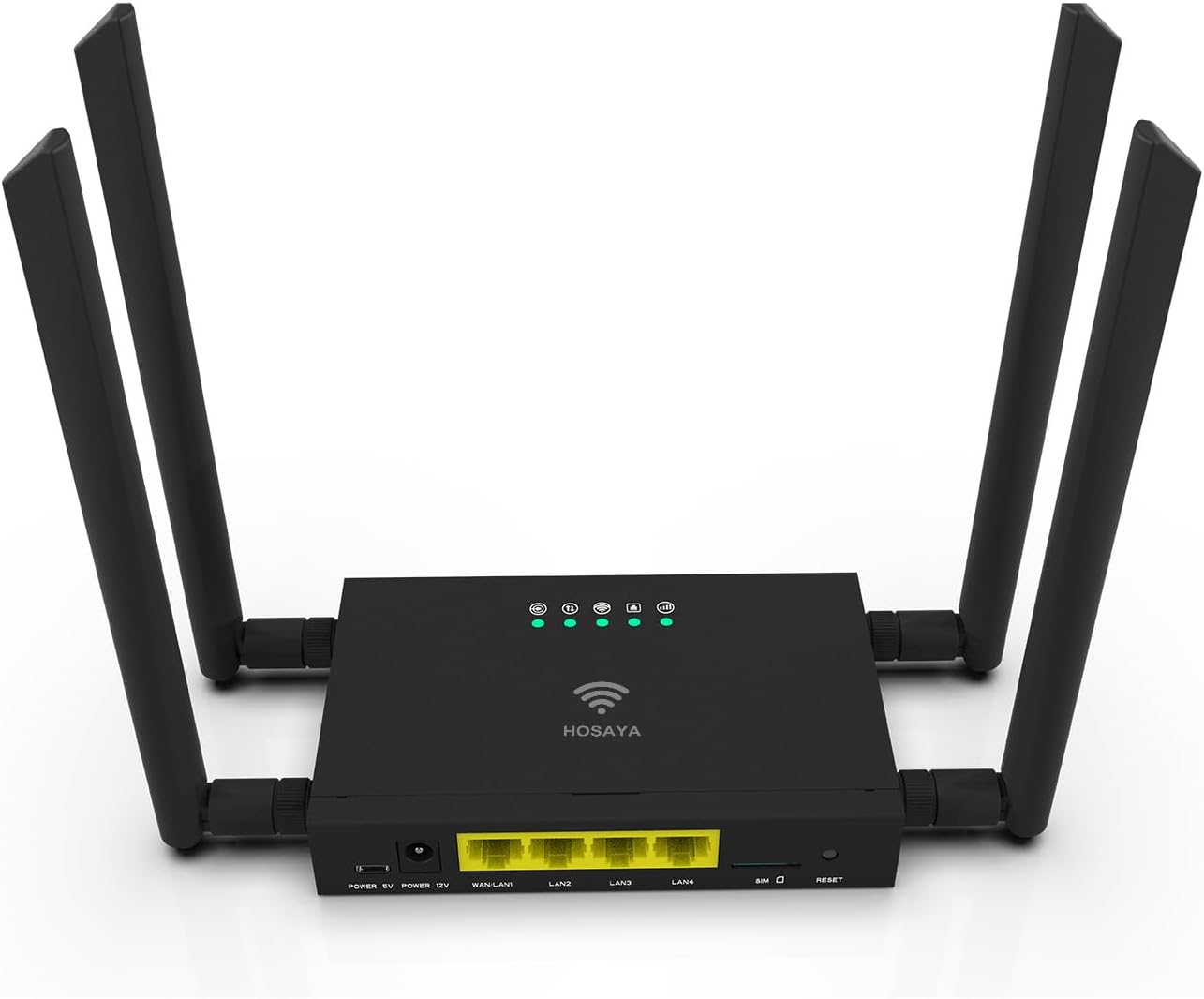 GC111 Industrial Grade 4G CPE LTE SIM Card WiFi Router Tough Iron case 32 WiFi Users RJ45 X 4 Dual Power 12V/5V Big SMA Antennas Plus 1.5M Cable 4G Antennas Multiple Languages