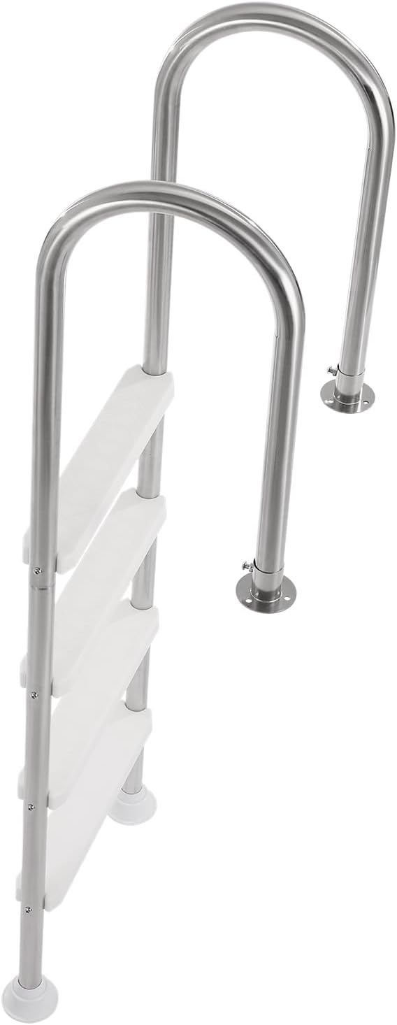 VEVOR Swimming Pool Ladder, 4-Step Double Handrails Stairs with Non-Slip Heavy Duty Steps, Stainless Steel Load Capacity 265 lbs, for 54 in Inground Pools with Mounted Deck Board Indoor & Outdoor