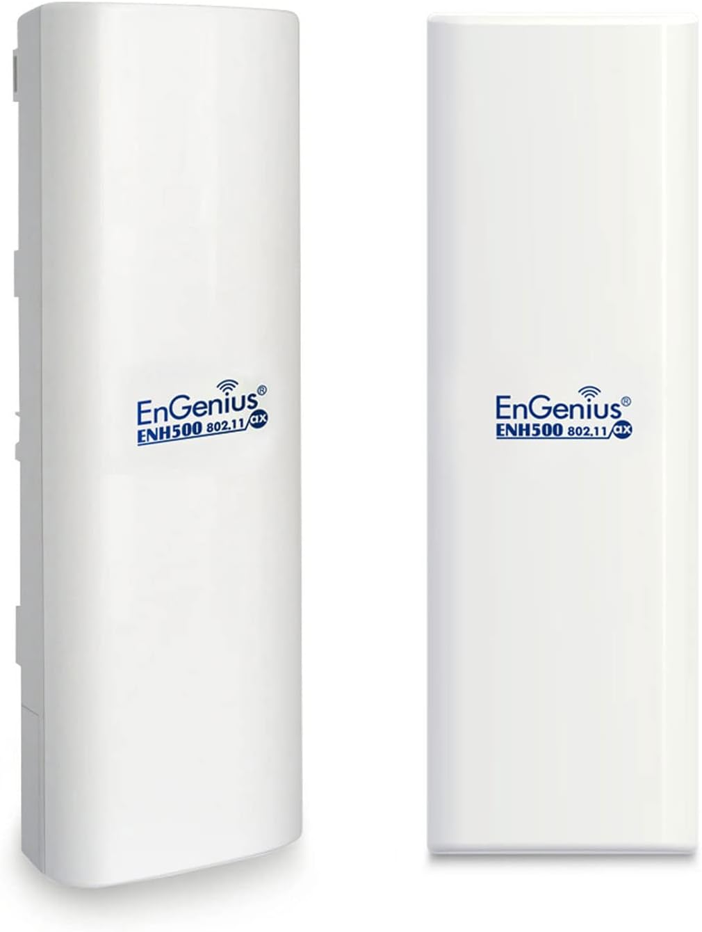 EnGenius ENH500-AX KIT 5GHz Wi-Fi 6 (802.11ax) 2x2 Outdoor Wireless Bridge, up to 1,200 Mbps, high 26 dBm Transmit Power, high gain 16 dBi Integrated Directional Antenna, IP55-rated (2-Pack)