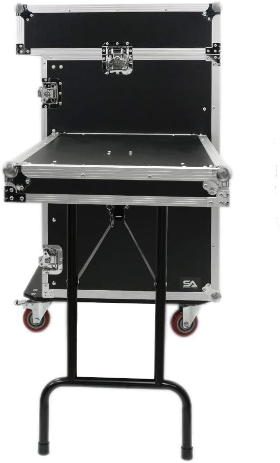 Seismic Audio - SA-PTR-16UCT - 16 Space Pro Audio DJ Road Rack Case with DJ Work Table & Casters - Pro Tour Grade