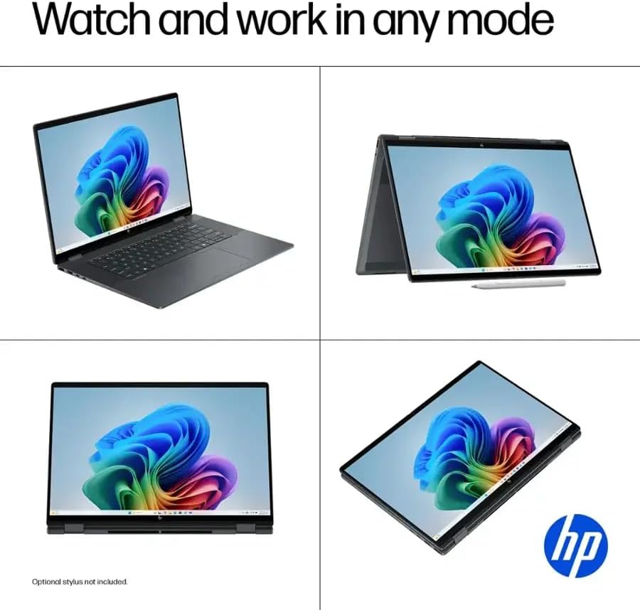 HP 2025 OmniBook X Flip 2-in-1 16' 2880x1800 Touchscreen Laptop 8-Core Intel Core Ultra 9 288V Arc Graphics 32GB LPDDR5 2TB SSD Thunderbolt 4 WiFi AX BT Webcam HDMI2.1 Backlit KB Windows 11 Pro