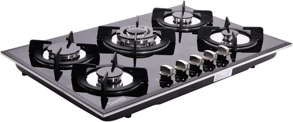 30 Inch Dual Fuel Gas Cooktop - 5 Burners, Tempered Glass, Drop-In, Sealed, DK157-A01S