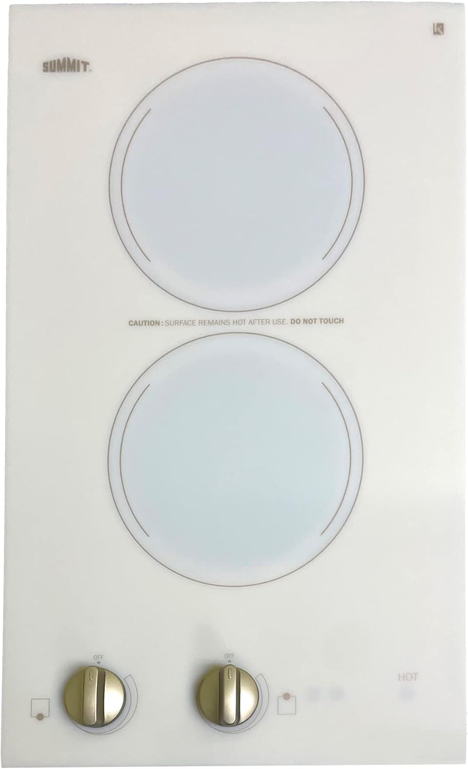 Summit 12' 2 Burner Electric Cooktop. 220-240 Volt Radiant Cooktop, ADA Compliant, White- CR2220WHE
