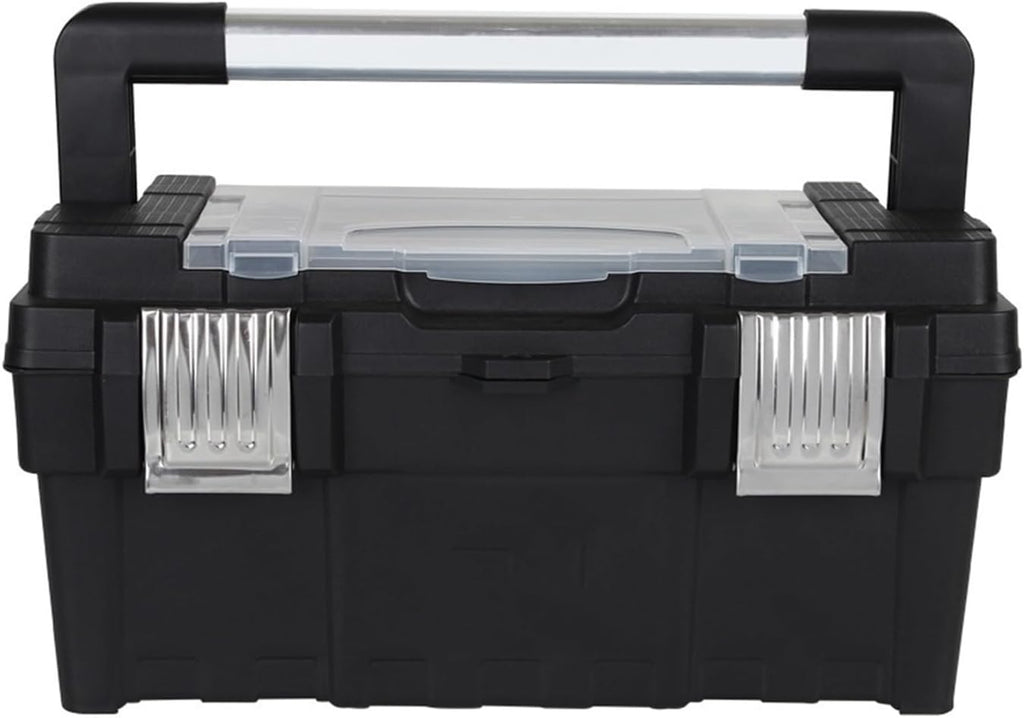 Toolbox Multipurpose Storage Box Alloy Long Handle Toolbox Household Double Portable Plastic Hardware Tool Storage Box (Black) Tool Box(Medium)