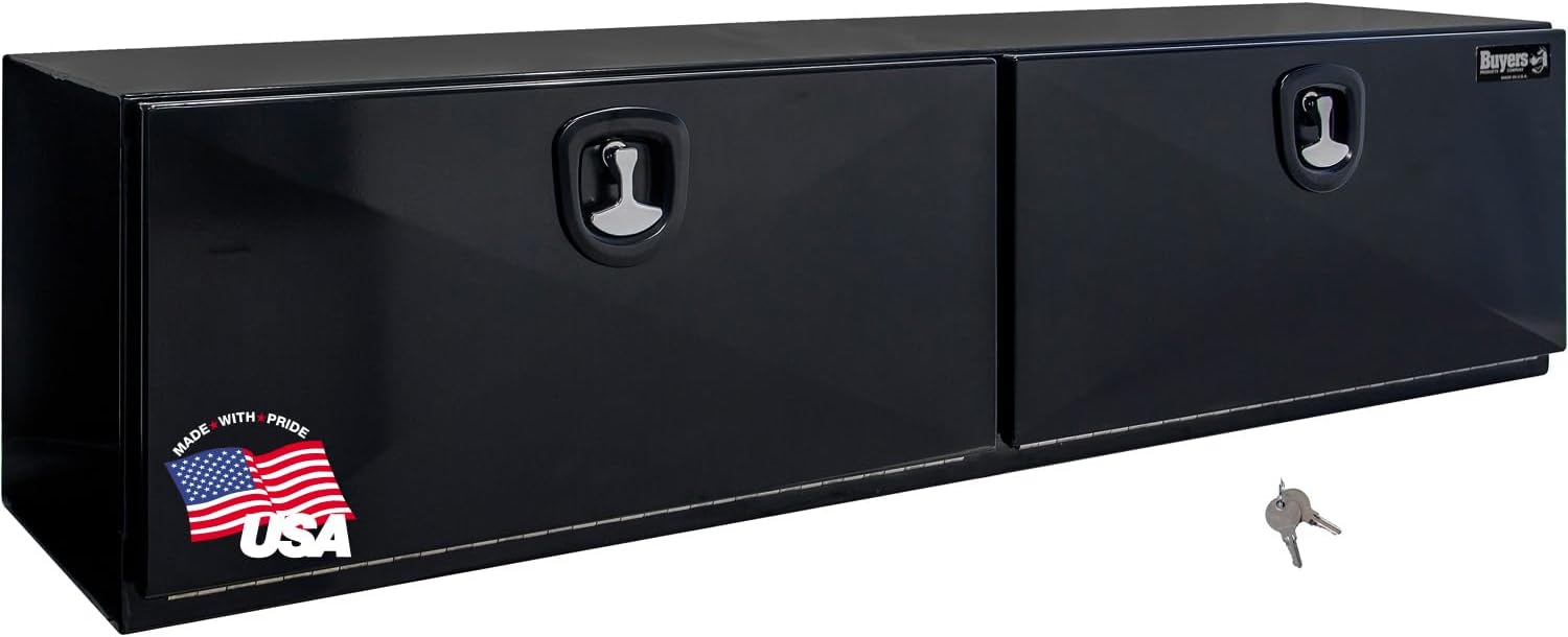 Buyers Products 1752836 Black Pro Series Steel Topsider Truck Box, 18x18x96 Inch, Durable Vehicle Tool Box for Storage and Organization