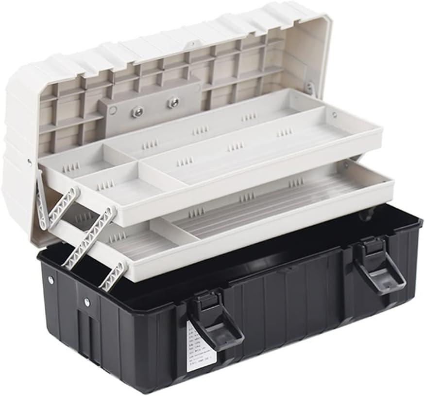Portable Tool Box Multifunctional Portable Tool Storage Box Three-Layer Folding Hardware Plastic Tool Box Household Tool Parts Storage Box Small Parts Box (Color : Brass)